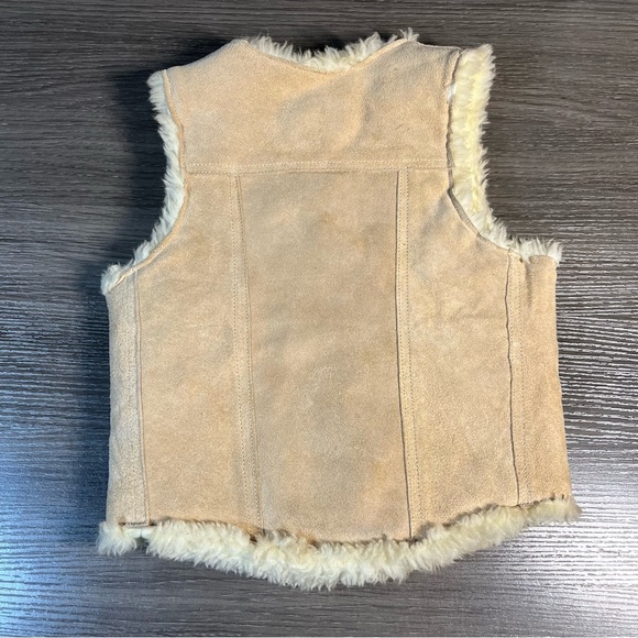 Kids Tan Leather Faux Fur Vest size 8 - Picture 3 of 5